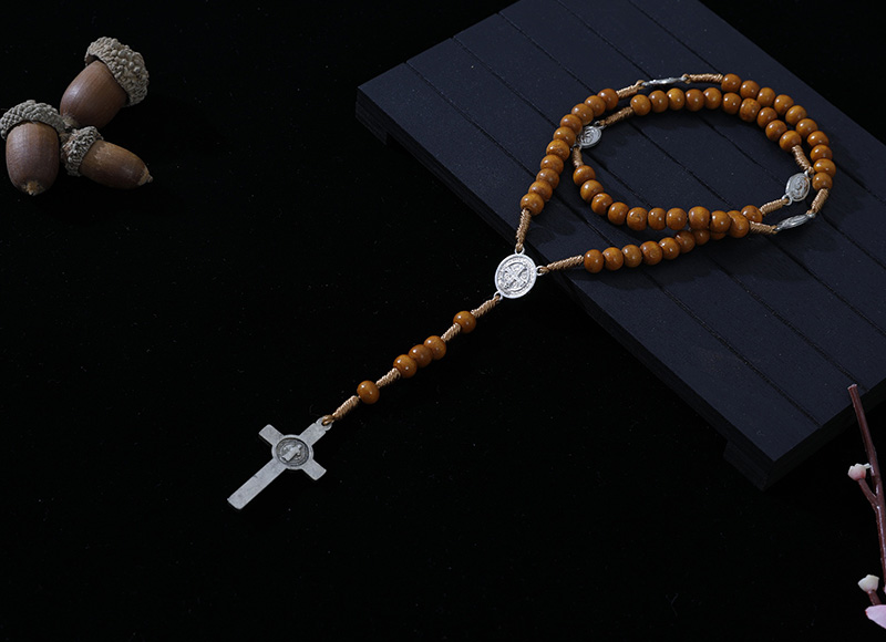 6-7mm brown wood cord rosary