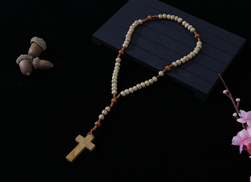 6-7mm carved wood rosary