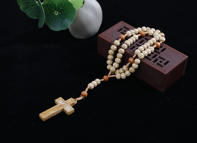 6-7mm carved wood rosary