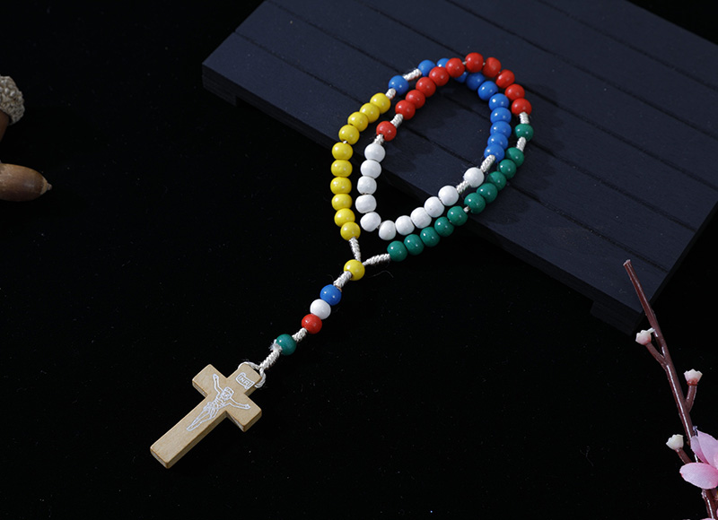 6-7mm colorful wood cord rosary