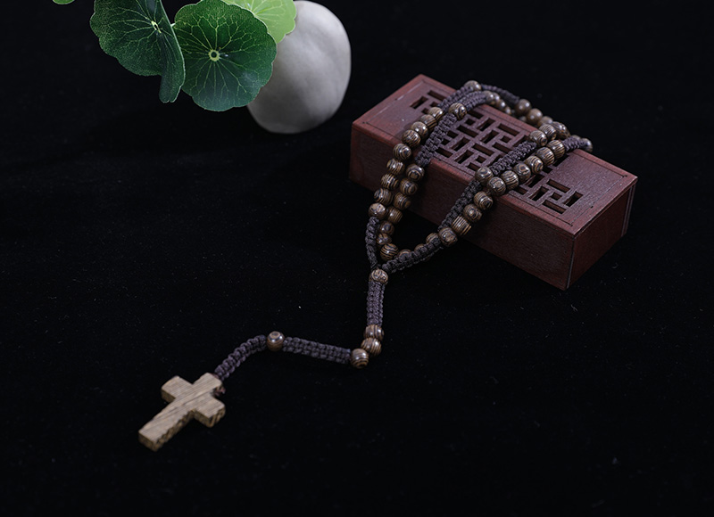 6-7mm knotted wood rosary