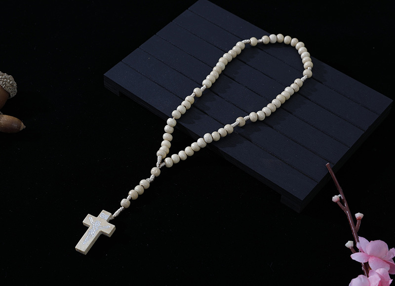 6-7mm natural wood cord rosary