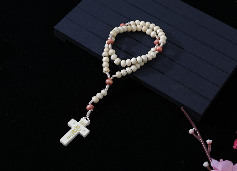 6-7mm nature wood cord rosary