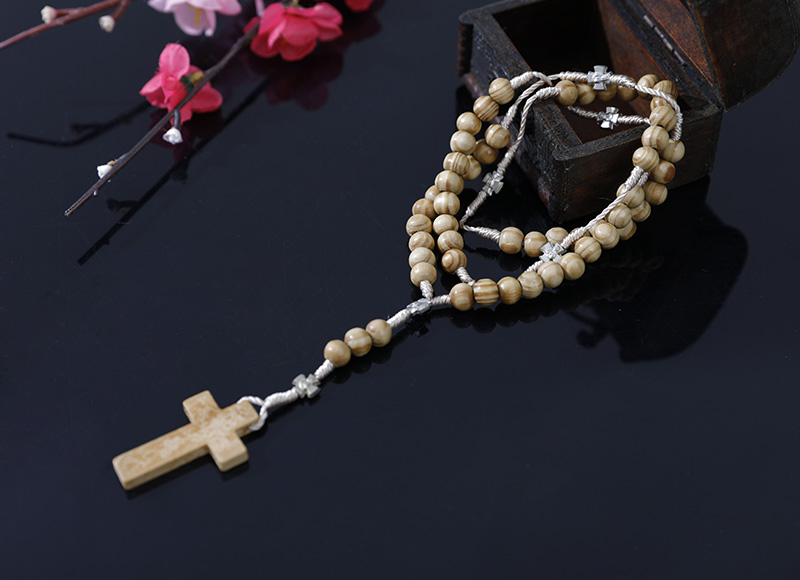 6-7mm olive wood rosary with metal parts