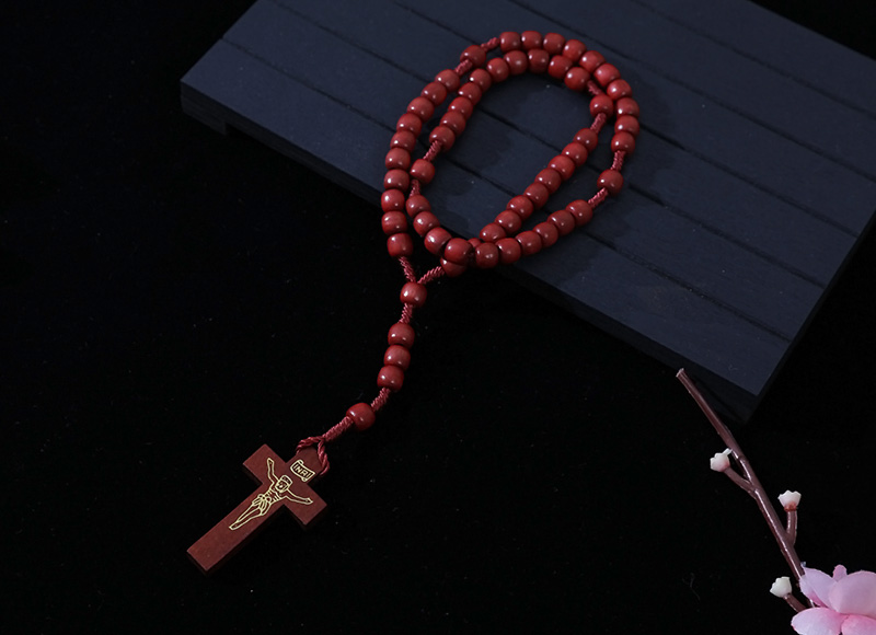 6-7mm red wood  rosary