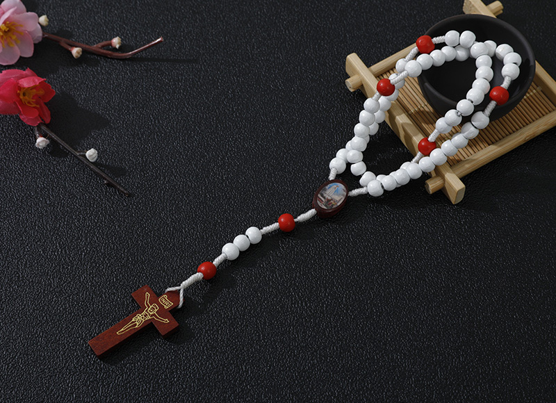 7-8mm white wood rosary