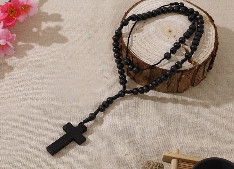 6-7mm black wood rosary