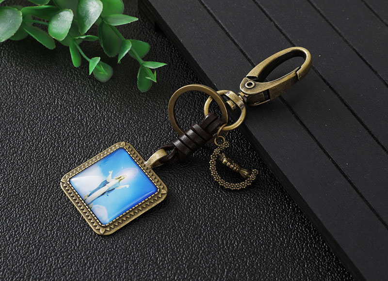 Square shape alloy keychain