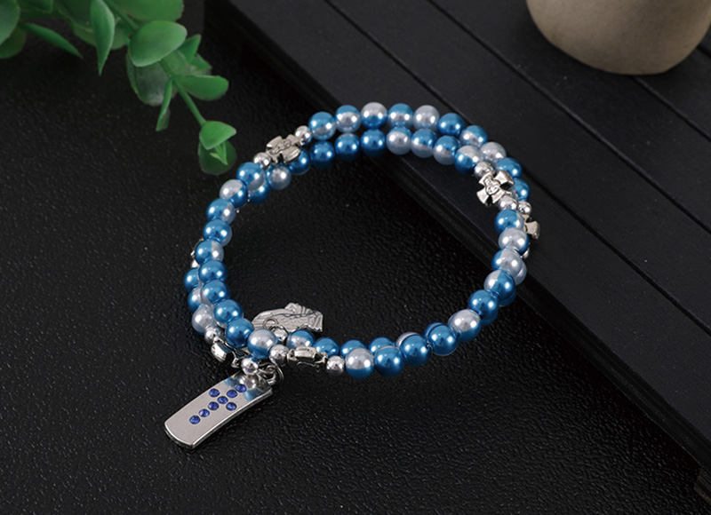 6mm blue pearl bracelet