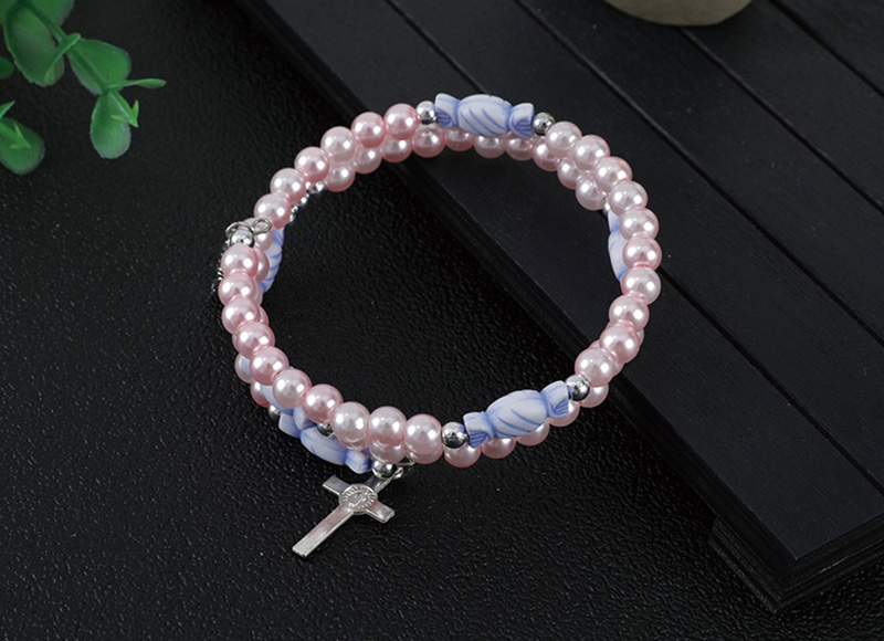 6mm pink pearl plastice beads bracelet