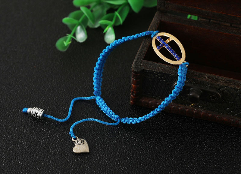 Blue color knotted rope bracelet