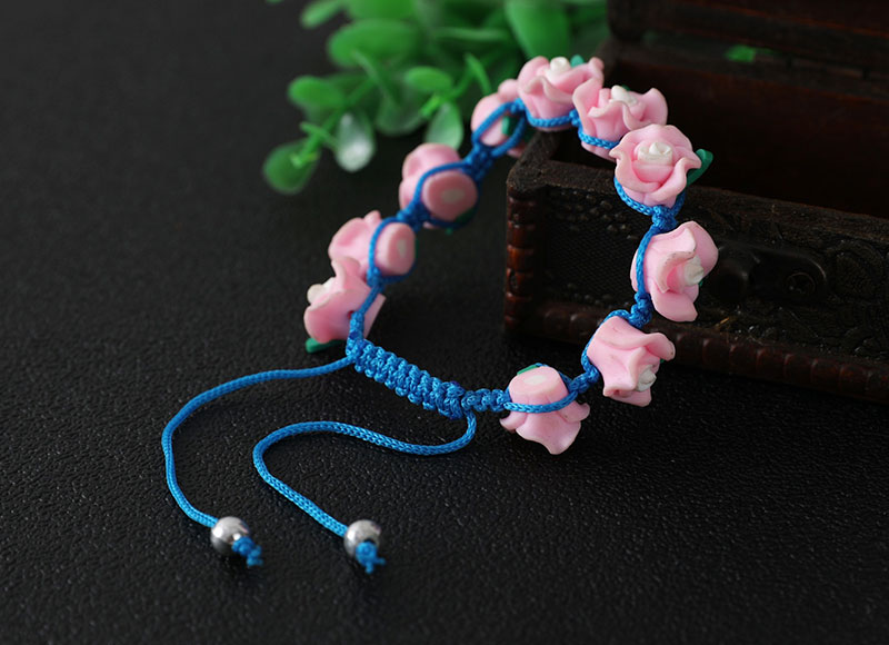 Pink flower shape soft ceramic beads bracelet