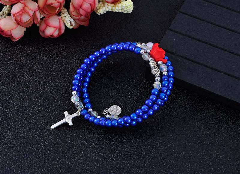 Blue Plastic Beaded Multi-layer Bracelets