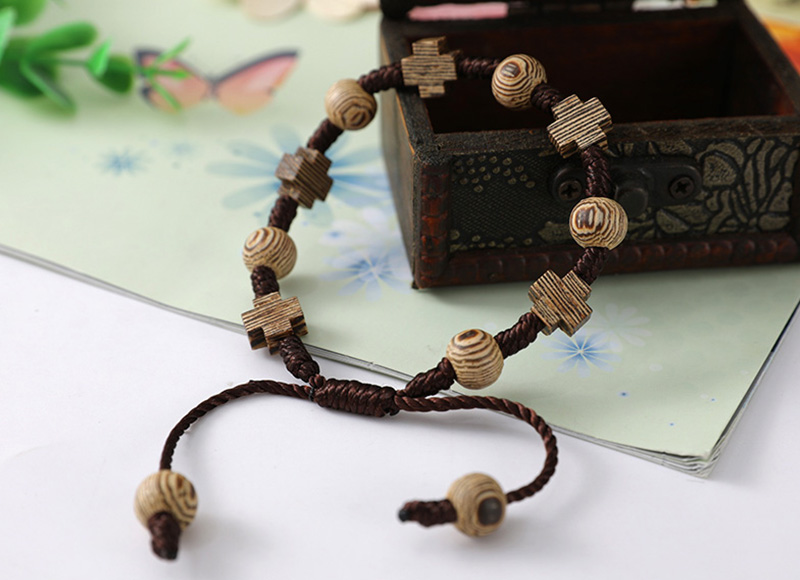 New wood brown cord bracelet