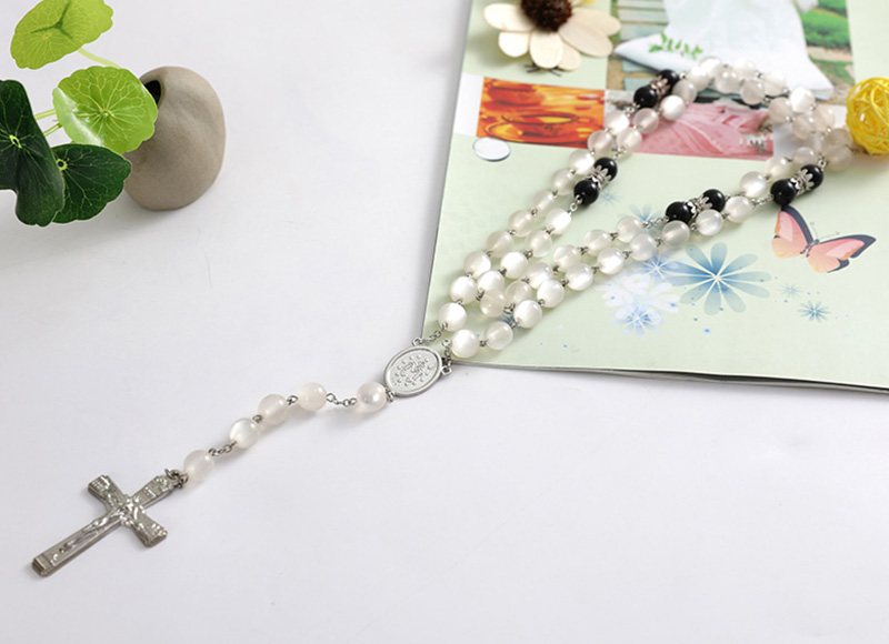 Clear cat eye bead rosary