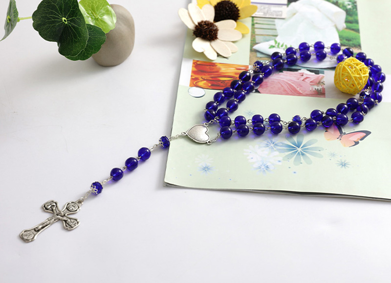 Dark blue glass bead rosary