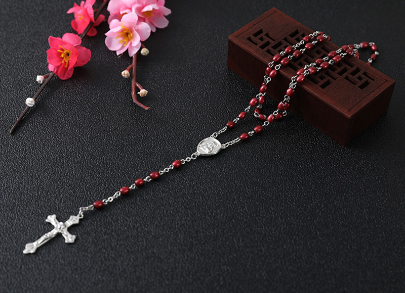 Red plastic pearl rosary