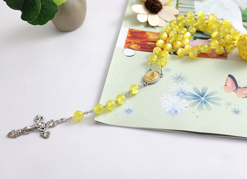 Yellow cat eye stone rosary