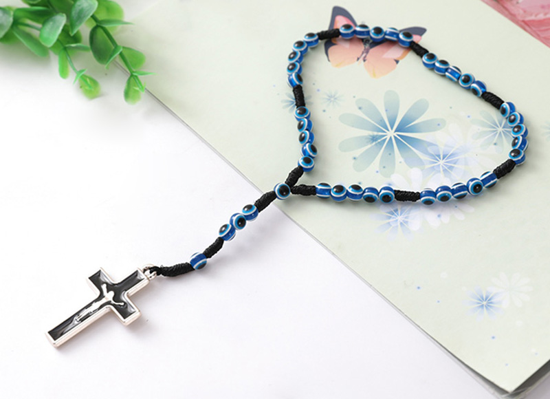 Blue plastic finger rosary