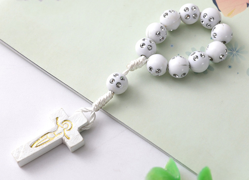 8mm white plastic beads rosary