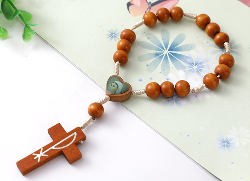 Brown wood beads finger rosary