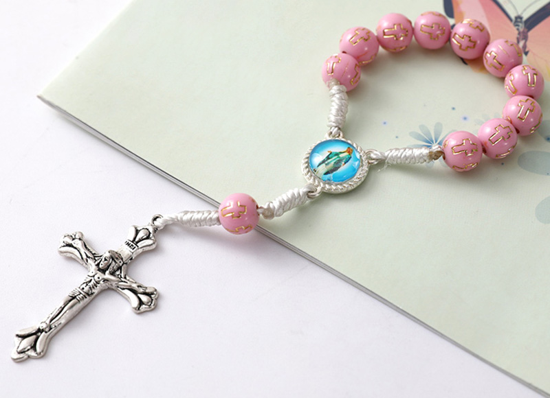 Pink plastic beads rosary