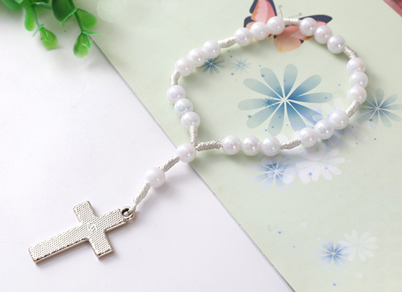 White plastic pearl rosary