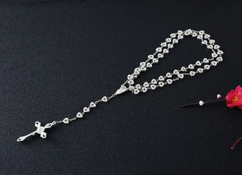 8mm heart shape alloy beads chain rosary