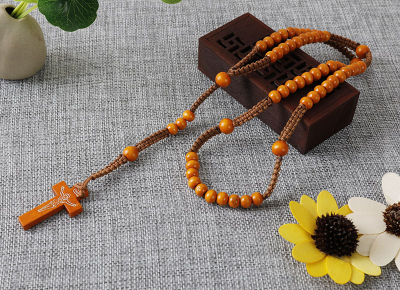 8mm wooden beads cord rosary