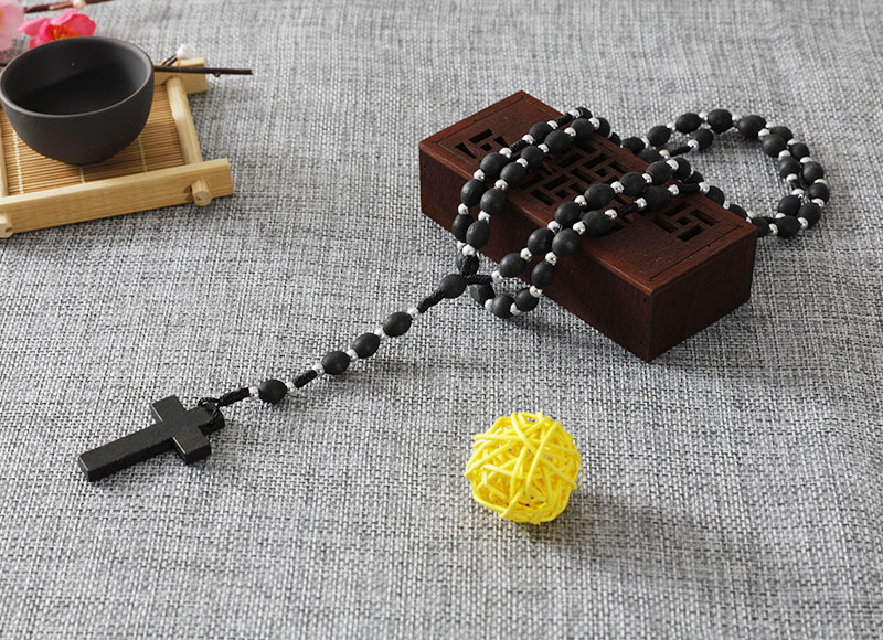 Oval Wood Bead Rosary