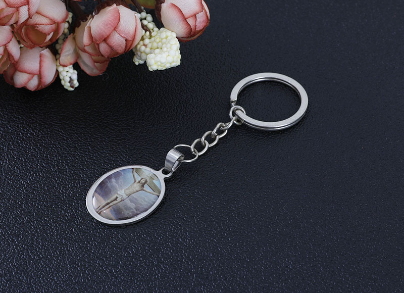 Alloy oval pendant keychain