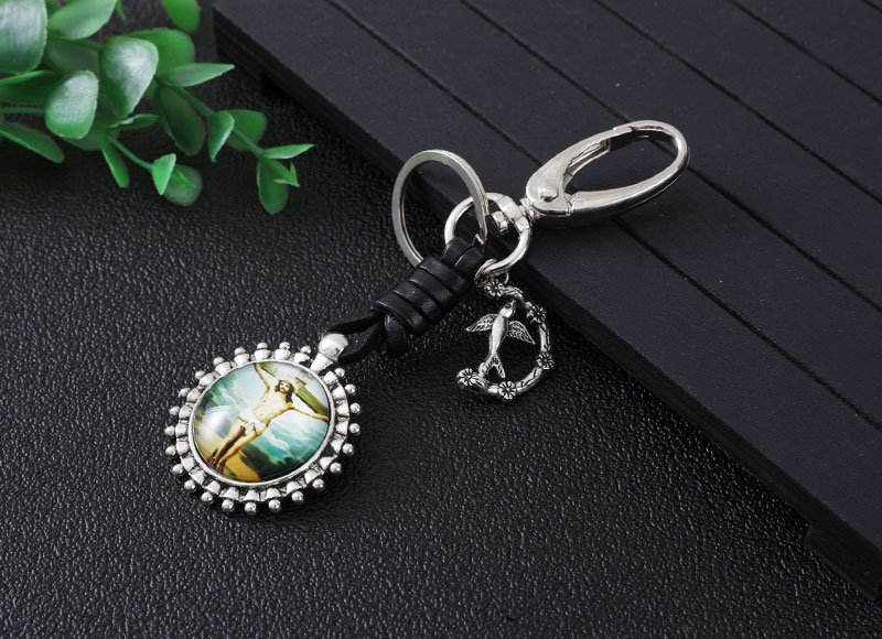 36mm round alloy keychain