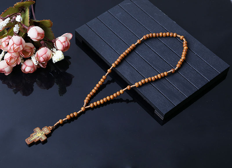 religious brown wood beads rosary