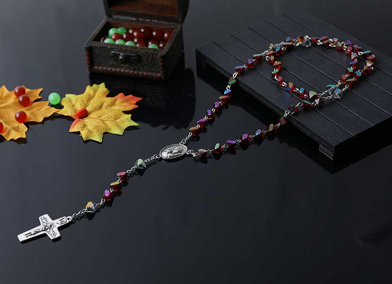 6mm colorful crystal beads chain rosary necklace