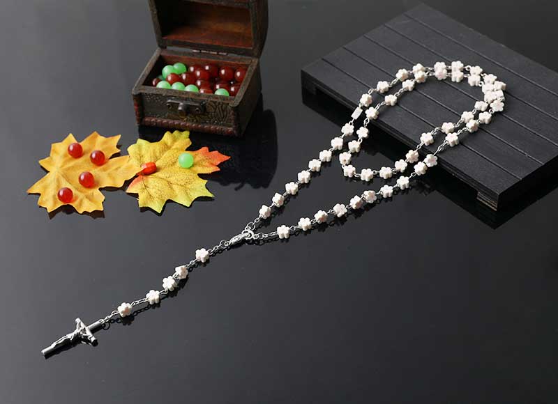 6mm flower shape soft ceramic beads chain rosary