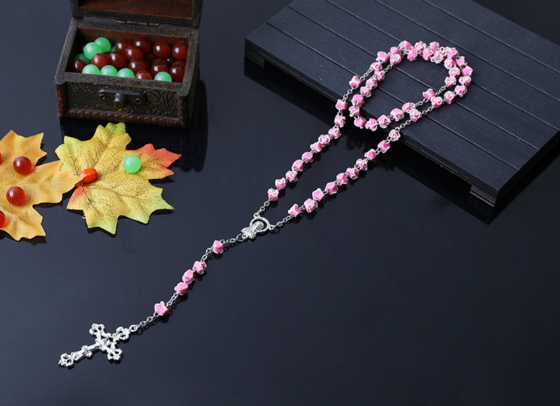 8mm ceramic beads flower shape chain rosary