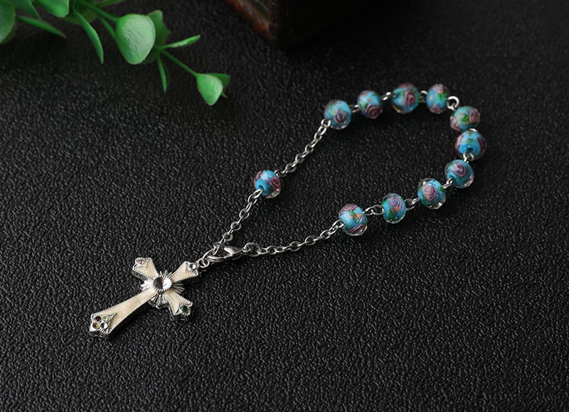 8mm crystal beads chain catholic bracelet