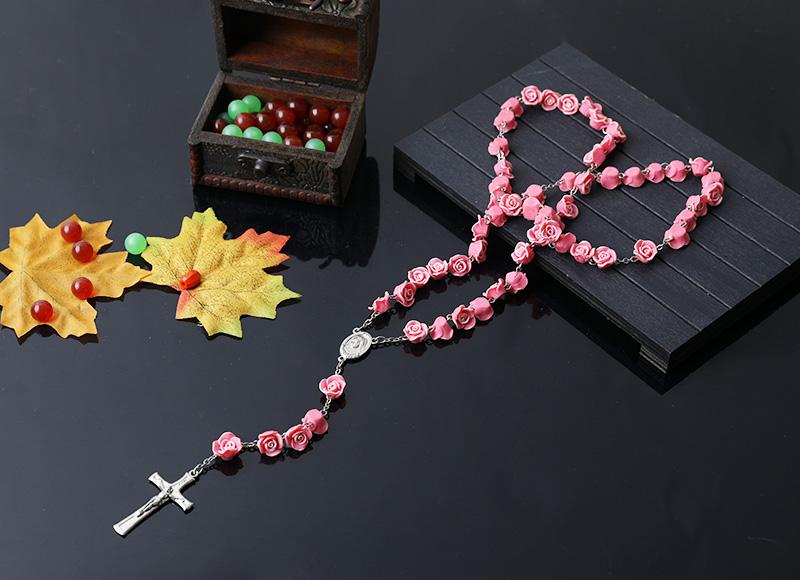 8mm plastic beads chain rosary necklace