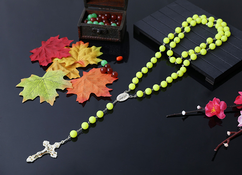 8mm yellow color plastic beads chain rosary