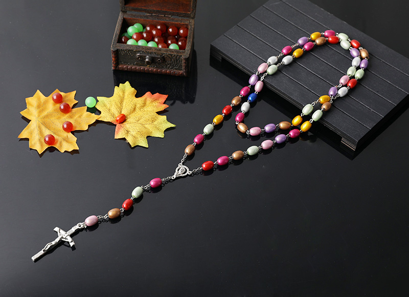 10-8mm colorful imitation pearl beads chain rosary necklace