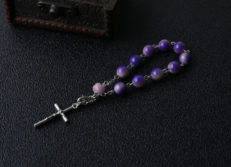 8mm glass beads catholic bracelet