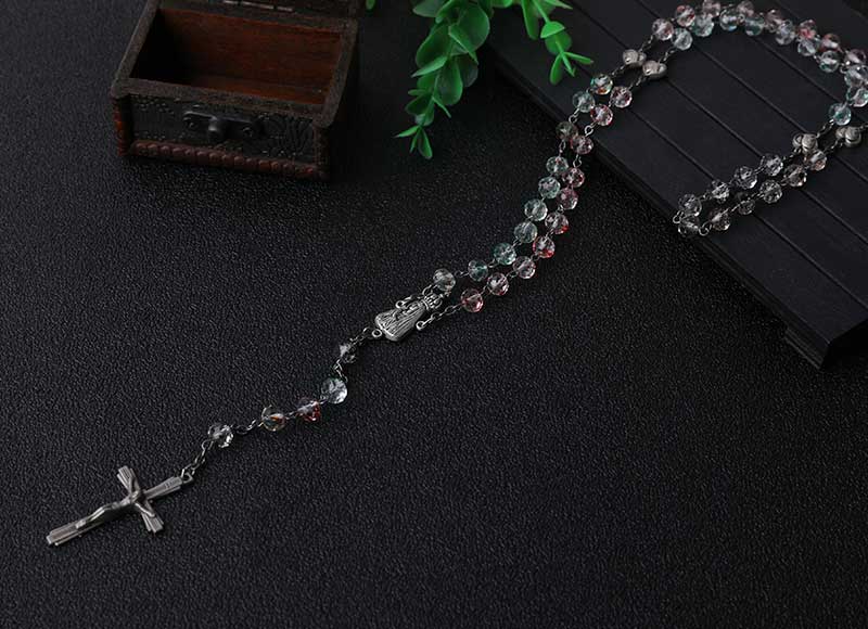Religious Multi-color Crystal Beads Chain Necklace