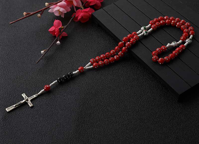 6mm Red Plastic Cord Rosary