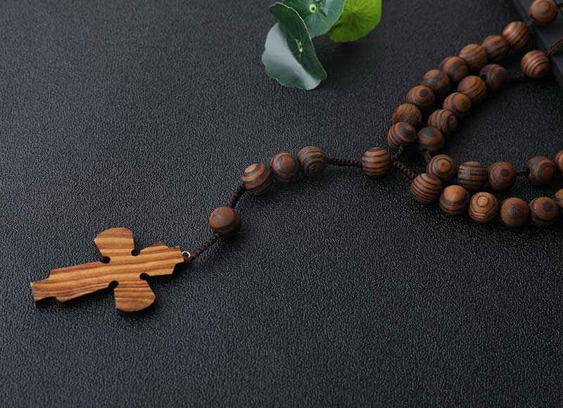 Religious 10mm Wooden Beads Cord Rosary