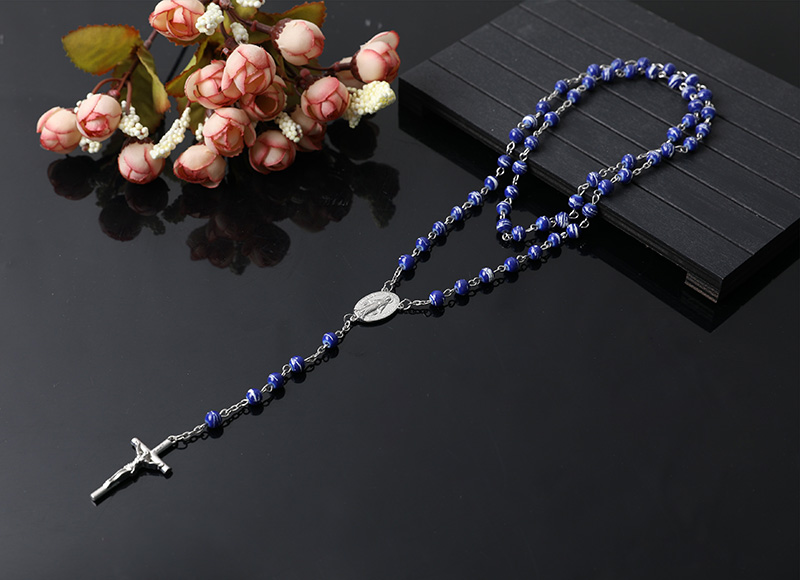 beautiful dark blue plastic beads chain  rosary
