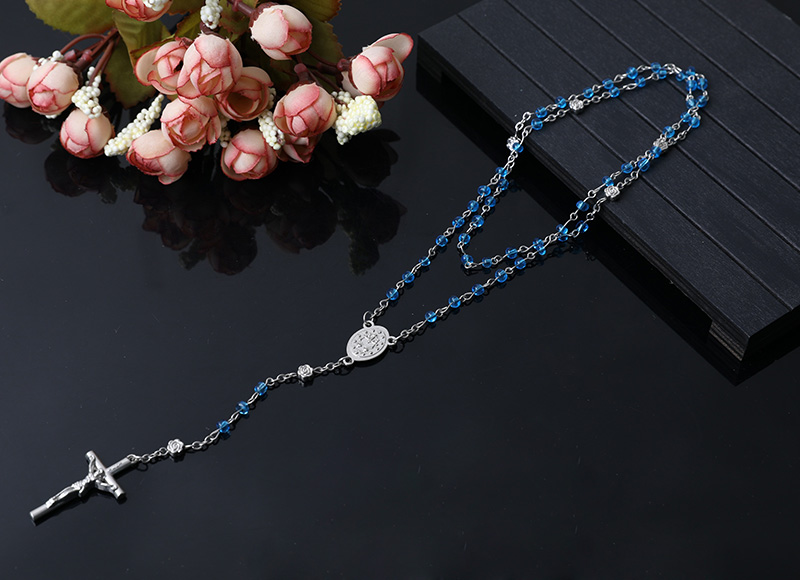 blue glass beads rosary
