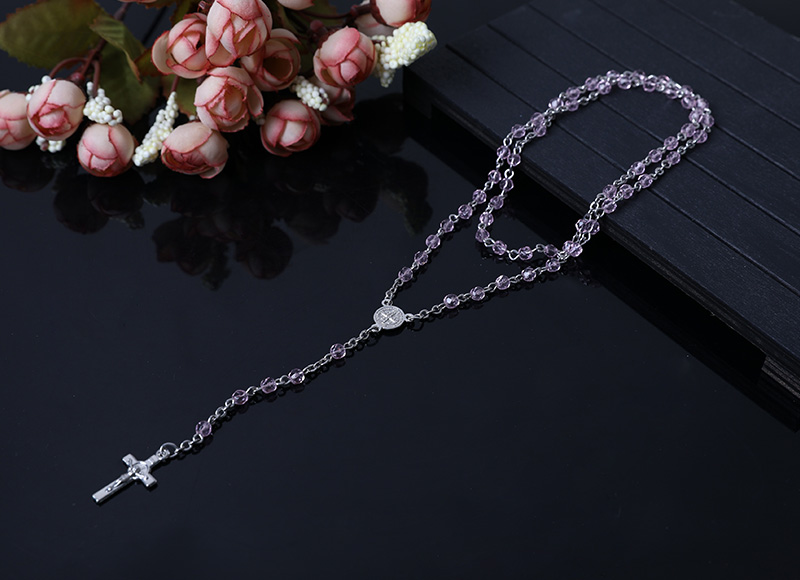 clear purple  religious chain rosary