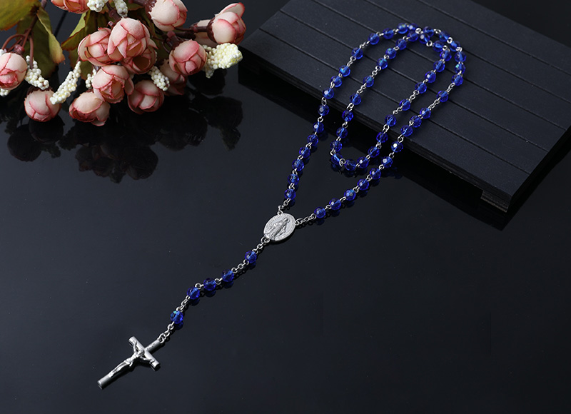 dark blue crystal beads chain  rosary