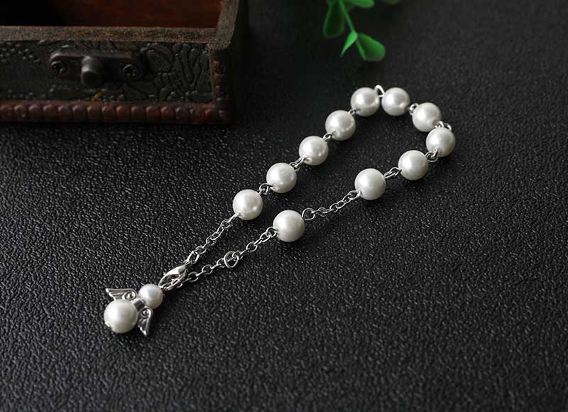 8mm white imitation pearl beads bracelet