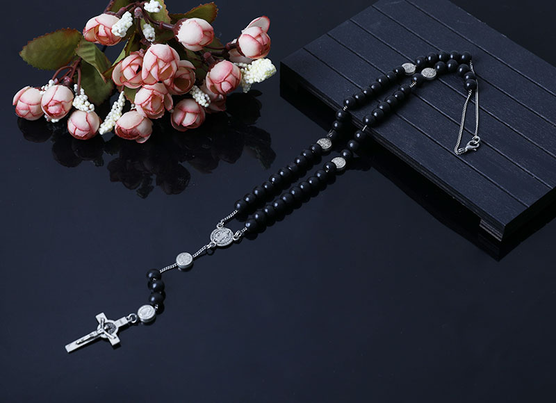 black wood beads chain rosary